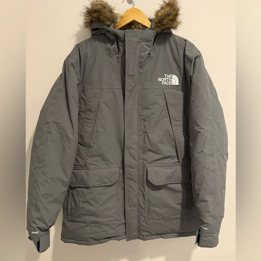 The North Face McMurdo Parka Mens Grey with Faux Fur Trim Hood, Warm Coat Ski XL